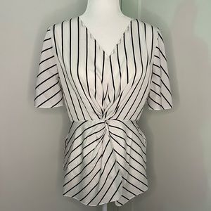 Black and White Striped Ruched Top